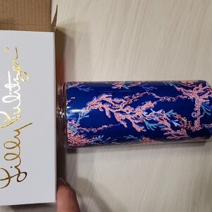 Lilly Pulitzer 💖 Slim Tumbler ✨️ NEW Swim On Over Borealis Blue & Pink Coral 🪸